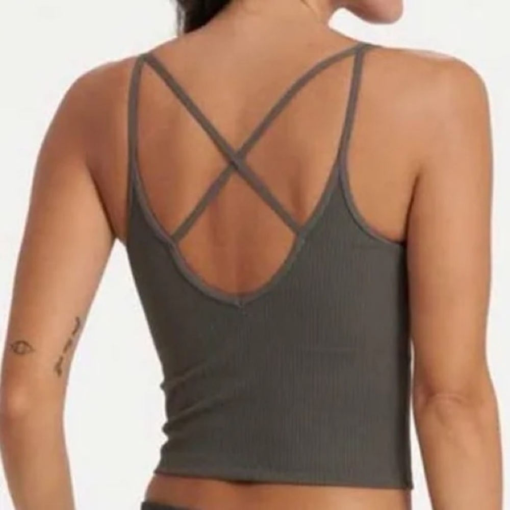 Vuori Olive Green Ribbed Strappy Tank Top